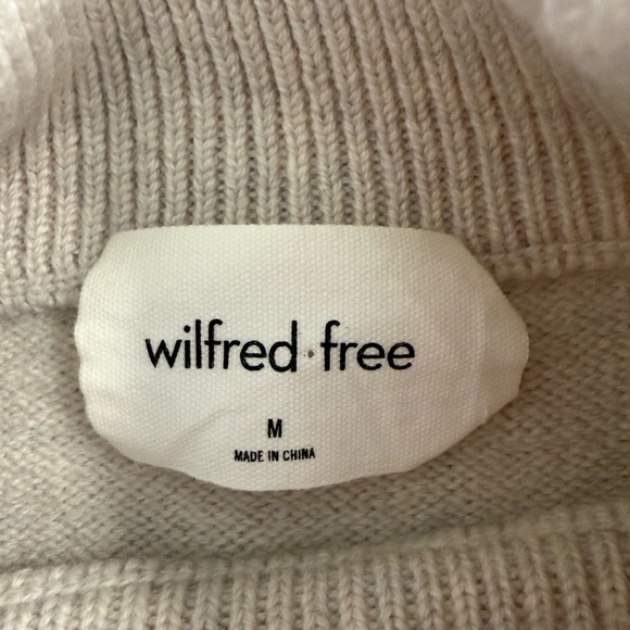 Aritzia Wilfred Free Cropped Light Gray Harper Turtleneck Sweater Size M Merino - Picture 2 of 6